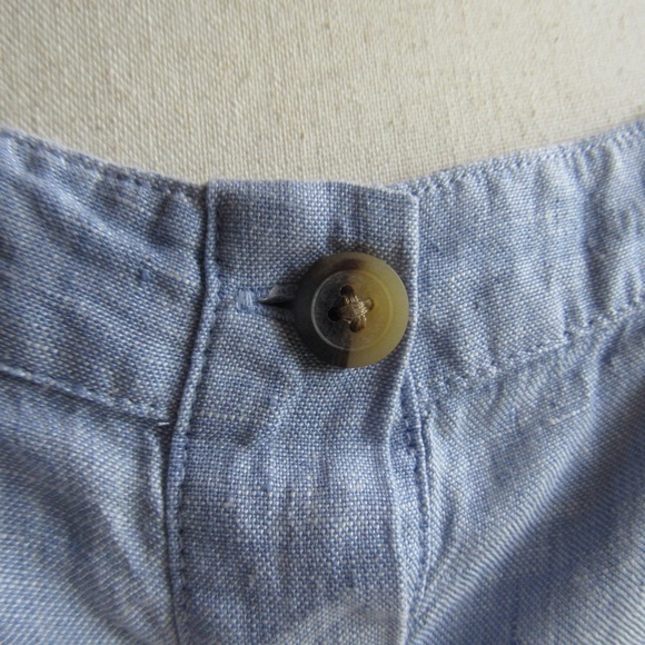 Solid Blue Linen Top XL Short Sleeve M & S Collection Shirt Elastic Sleeve - Picture 5 of 9